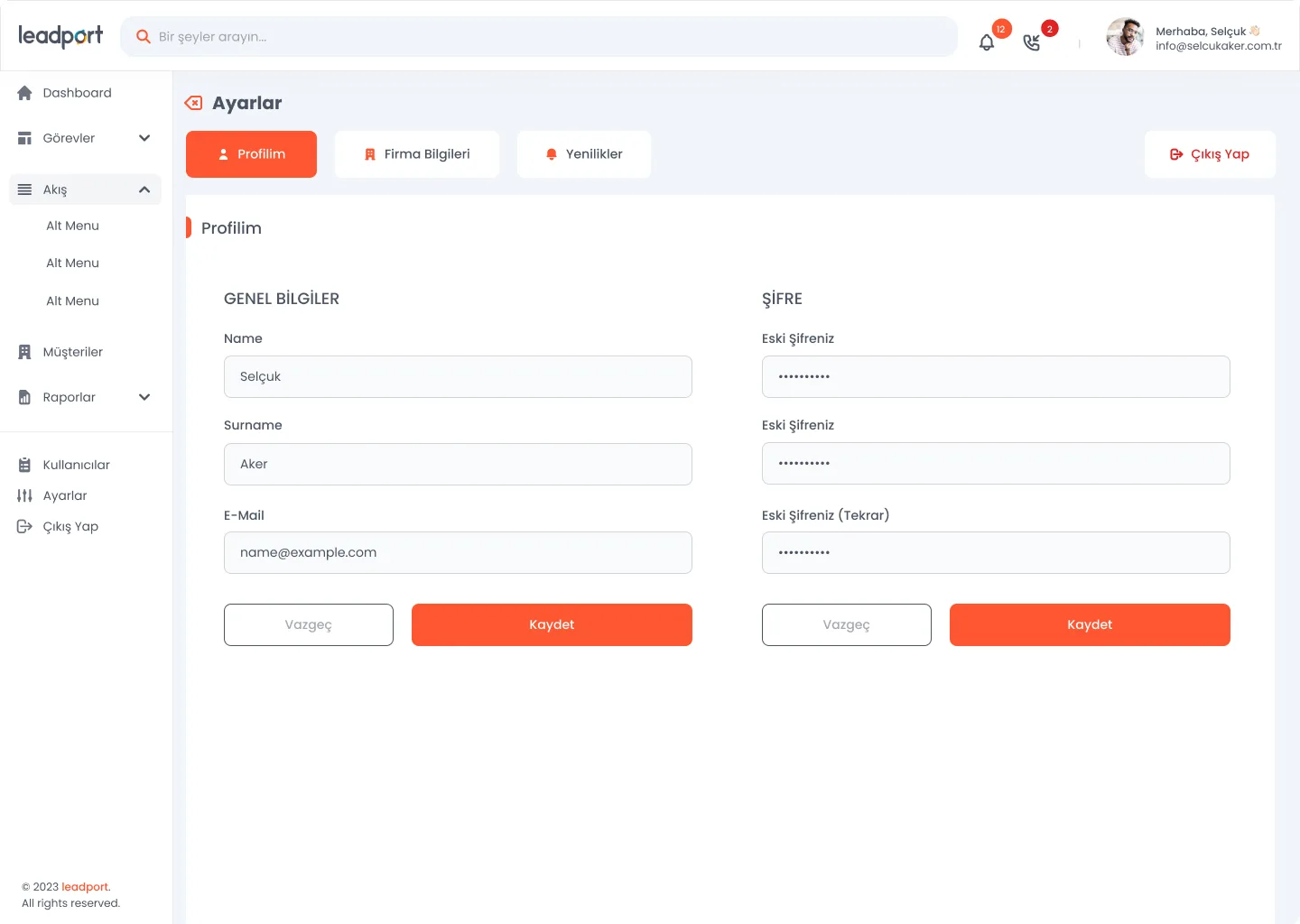 Leadport Customer App — tasarım 7