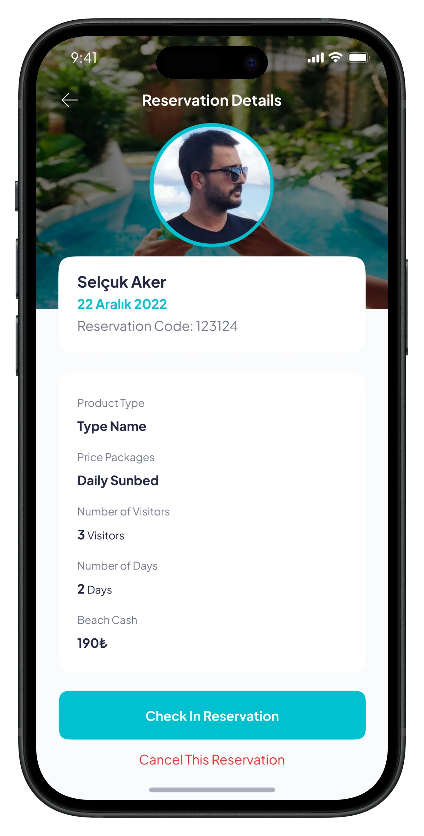 Beach Reservation Mobile App — tasarım 5