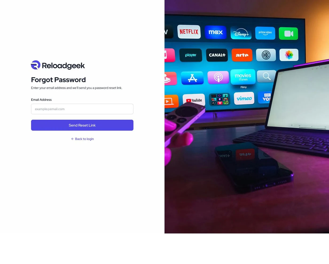ReloadGeek Desktop Website — tasarım 4