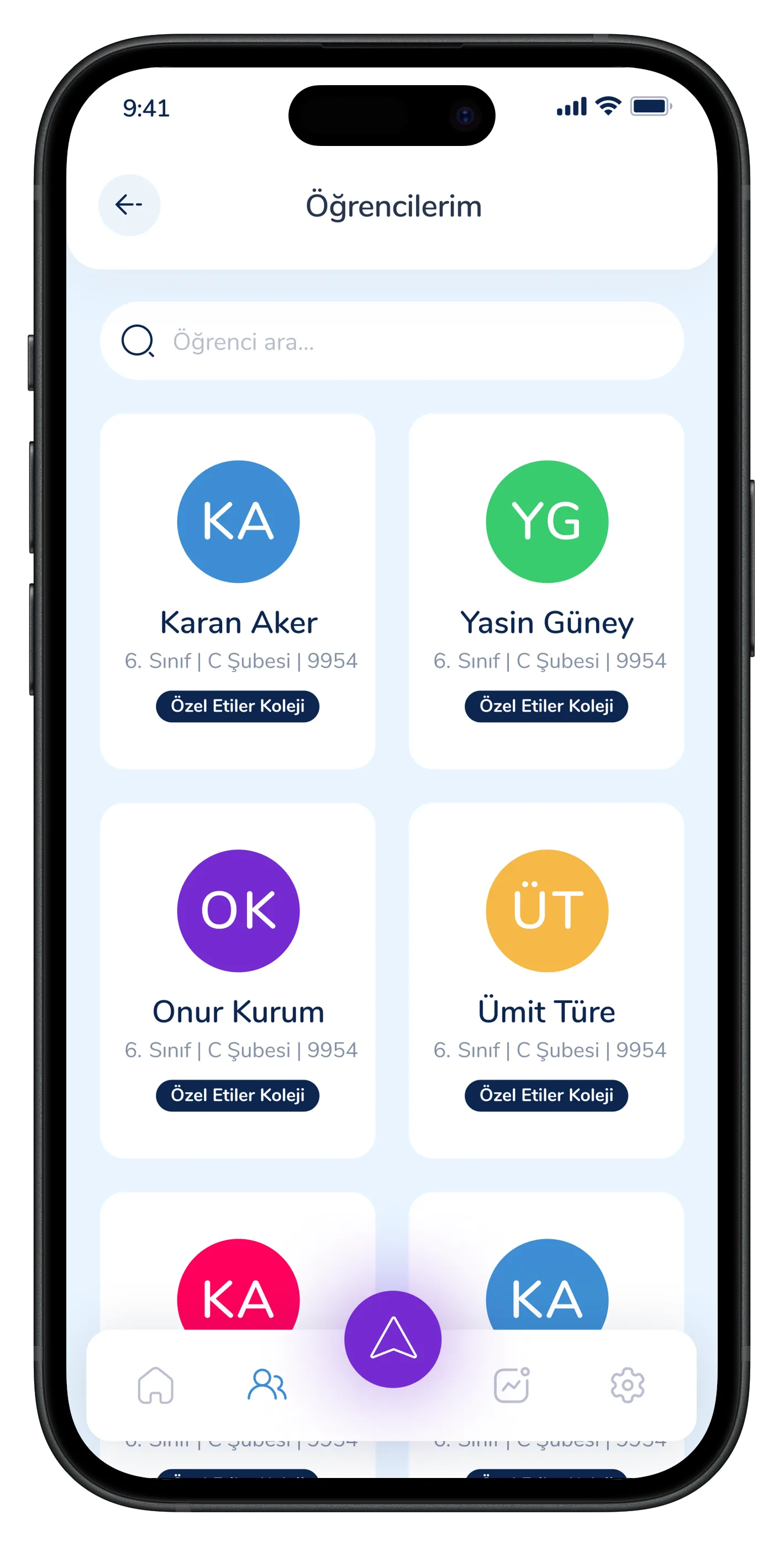 Parent & Student Mobile App — tasarım 18