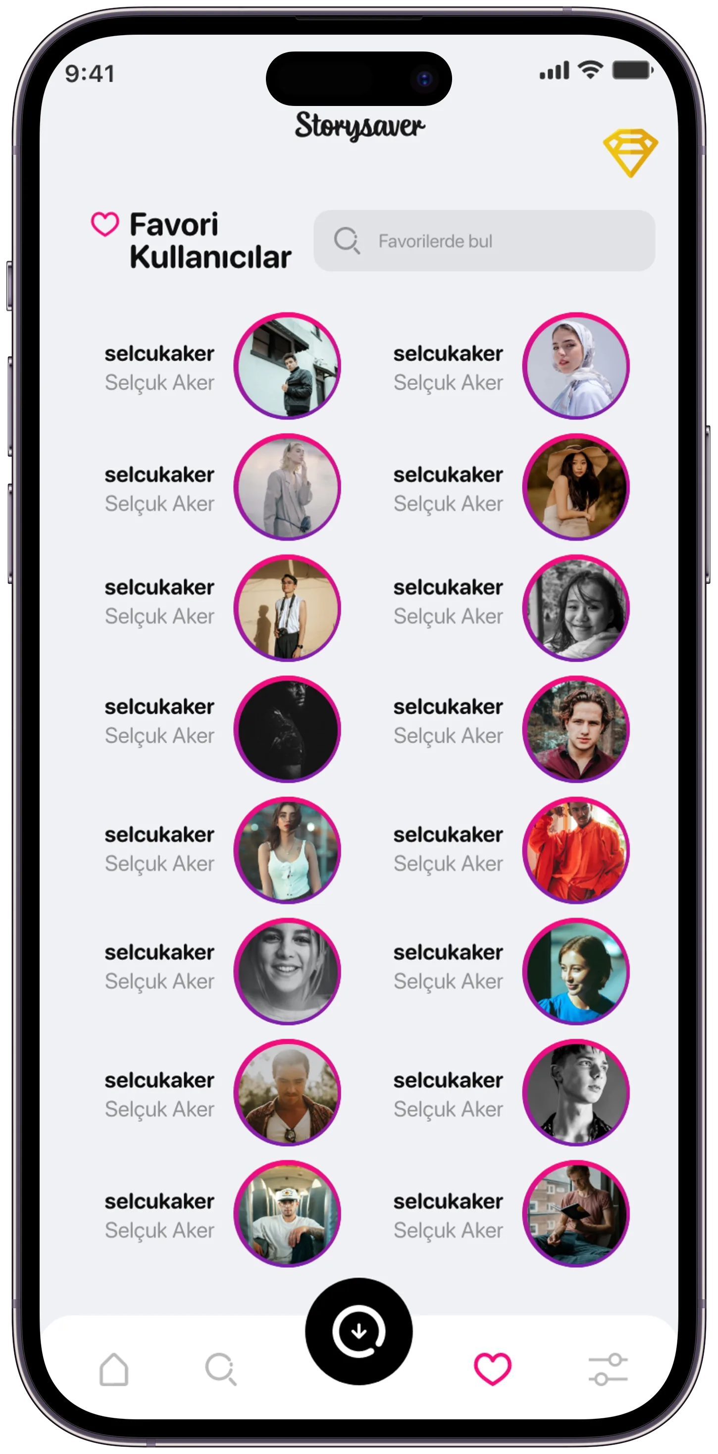 Story Saver Social App — tasarım 8