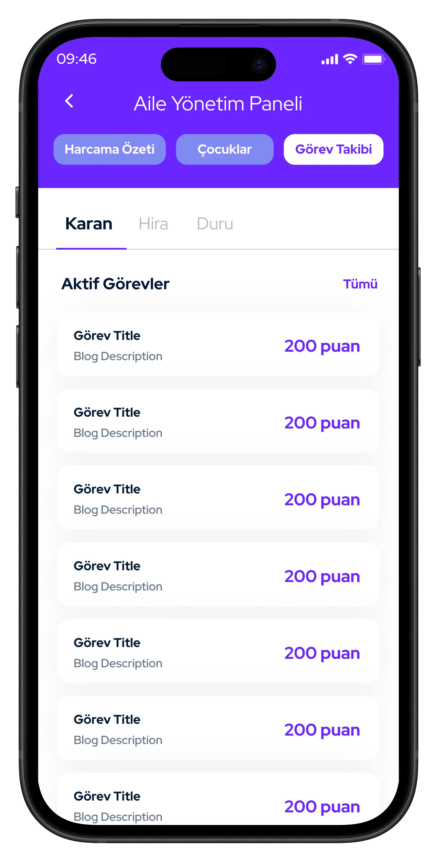 Parent & Child Finance Mobile App — tasarım 2