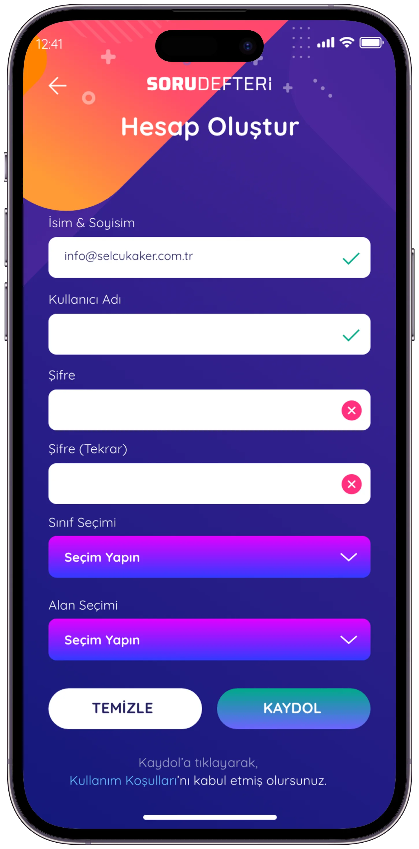 Soru Defteri Q&A App — tasarım 20