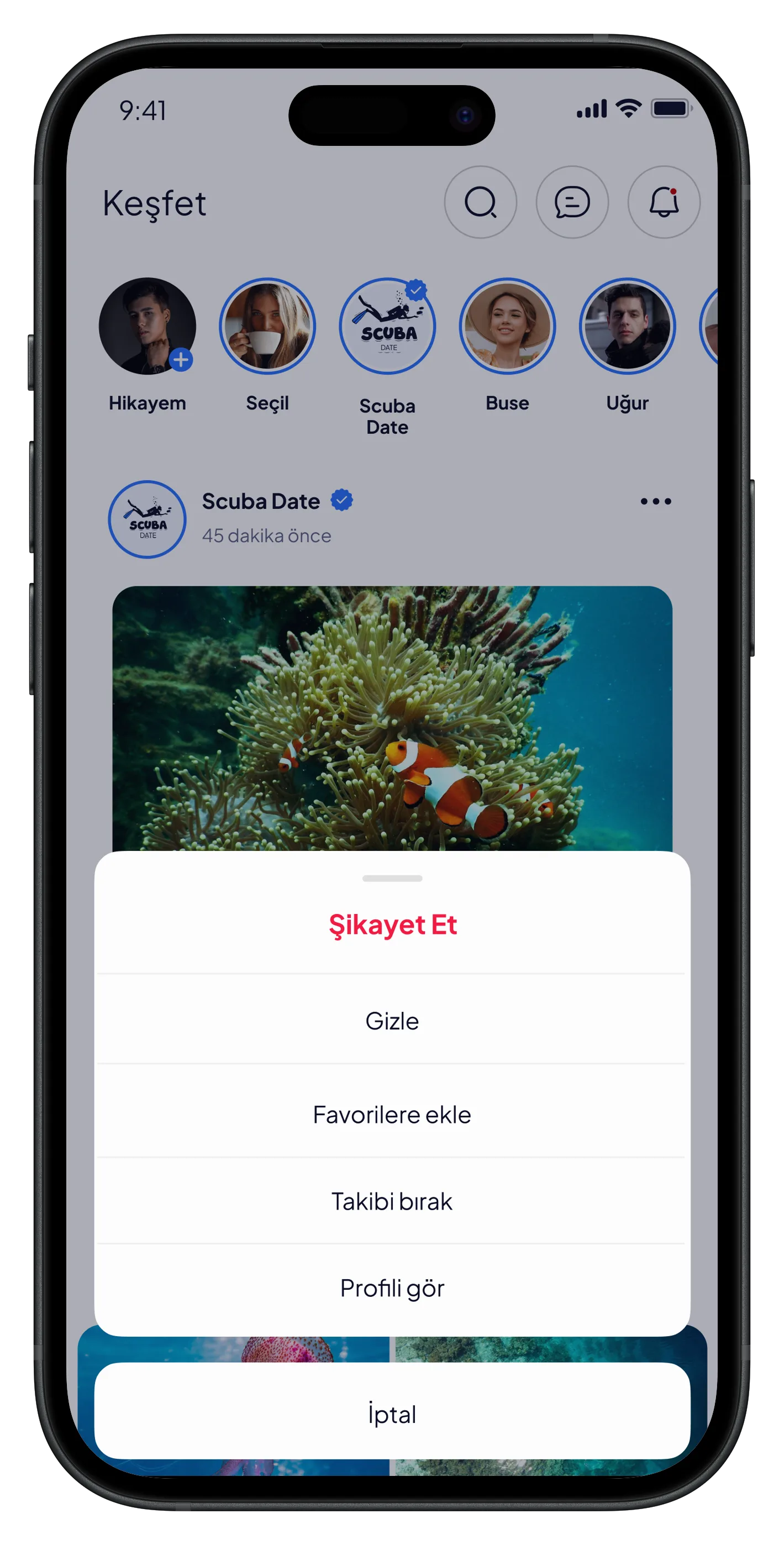 Scuba Diving Mobile App — tasarım 1