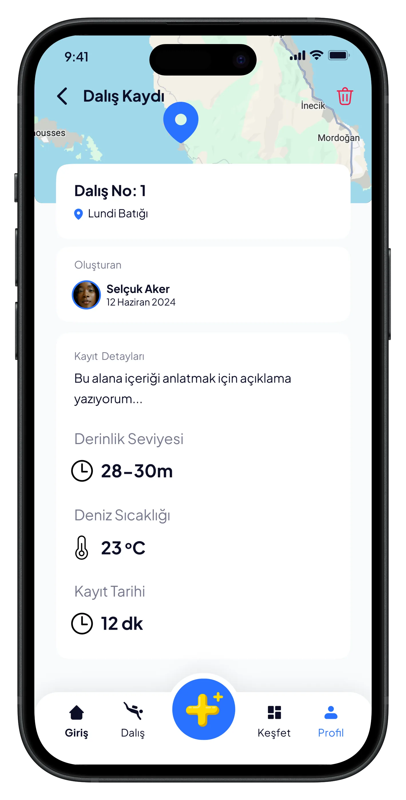 Scuba Diving Mobile App — tasarım 3