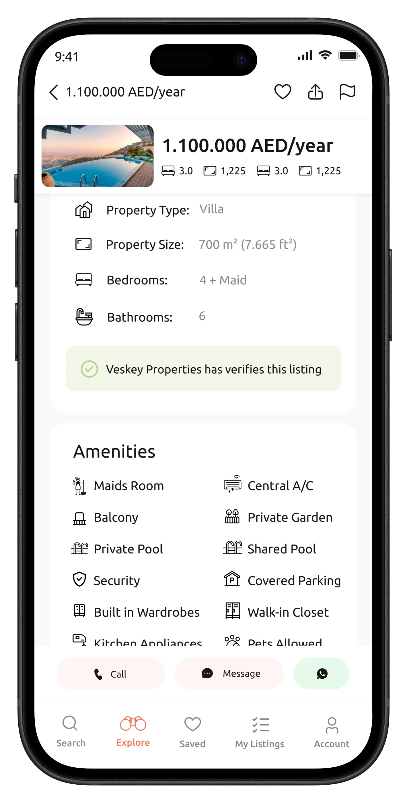 Real Estate App — tasarım 7