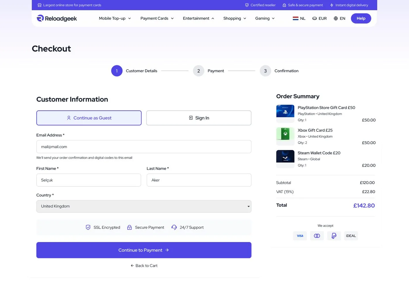 ReloadGeek Desktop Website — tasarım 3