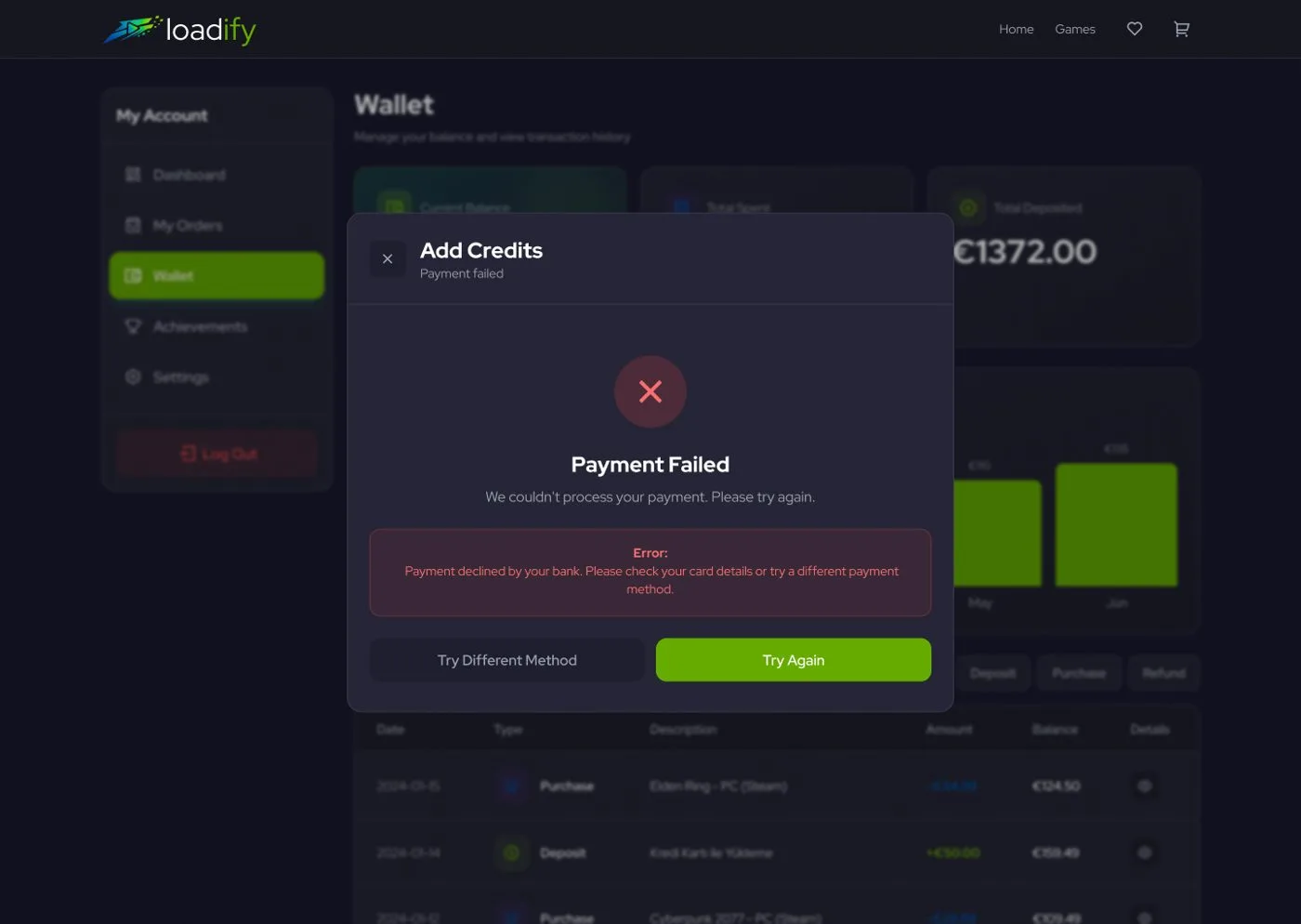 Loadify Game Portal — tasarım 7