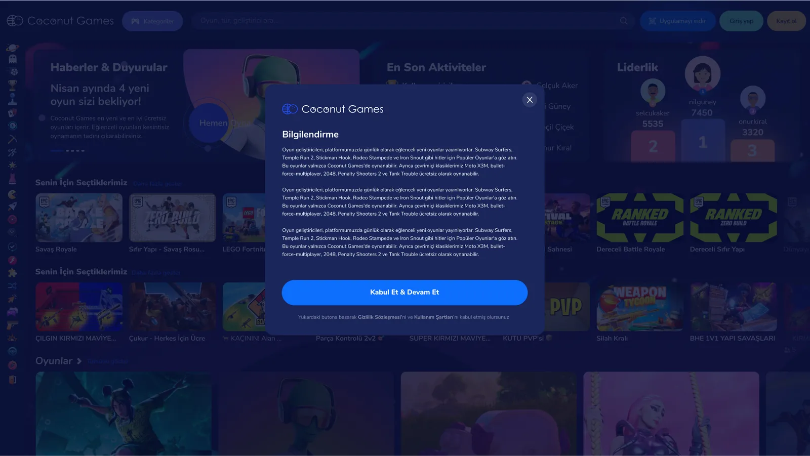 Game Community Website — tasarım 1