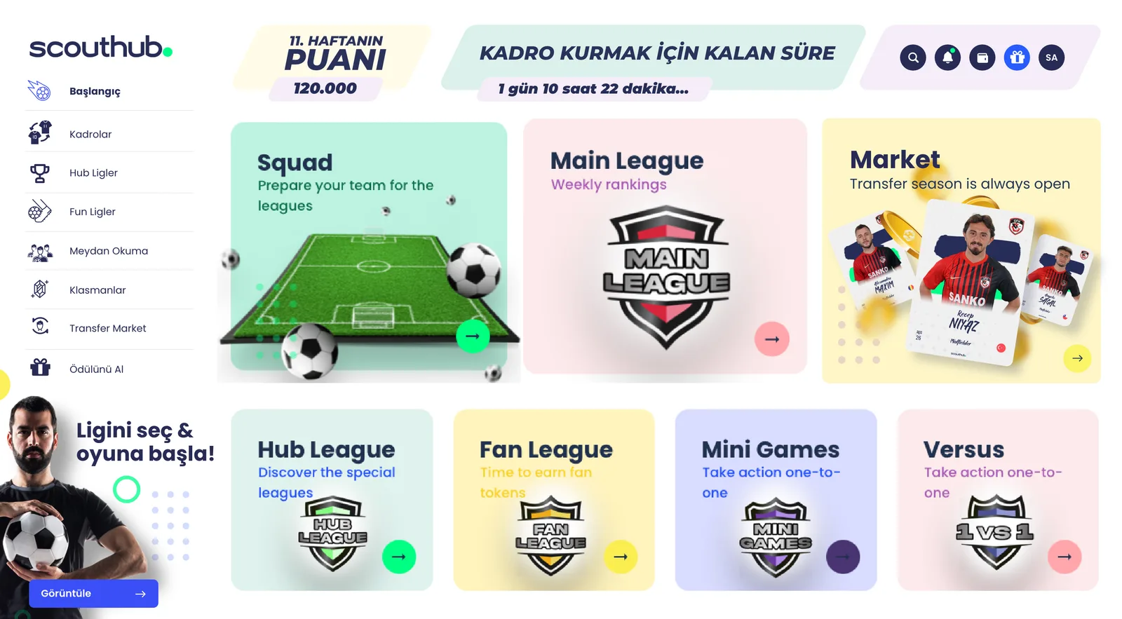 Scouthub Web App — tasarım 1