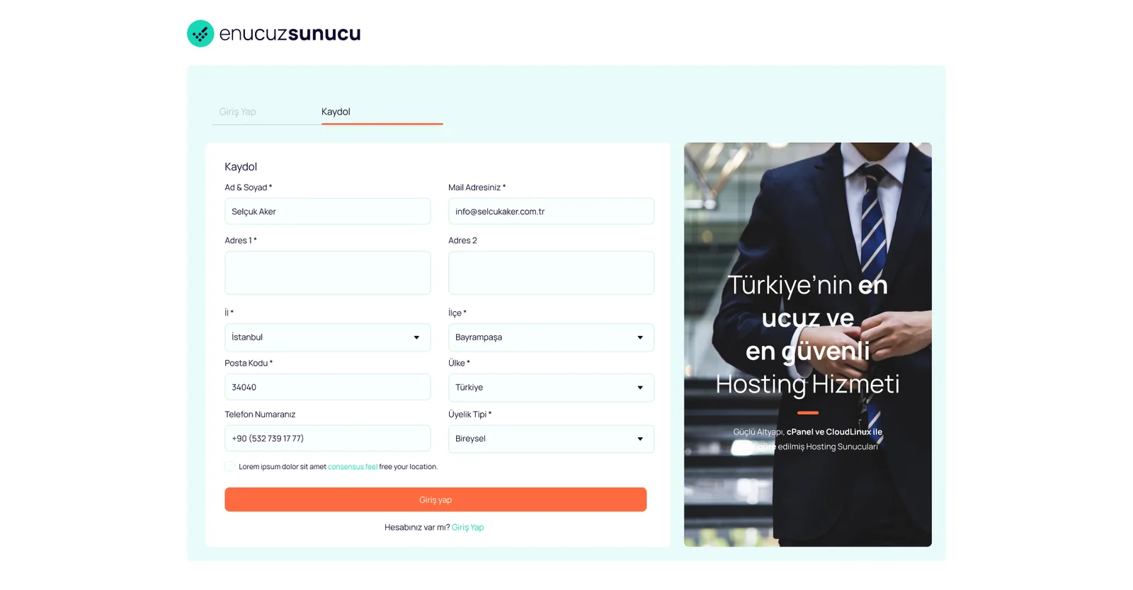Hosting Market Place — tasarım 1