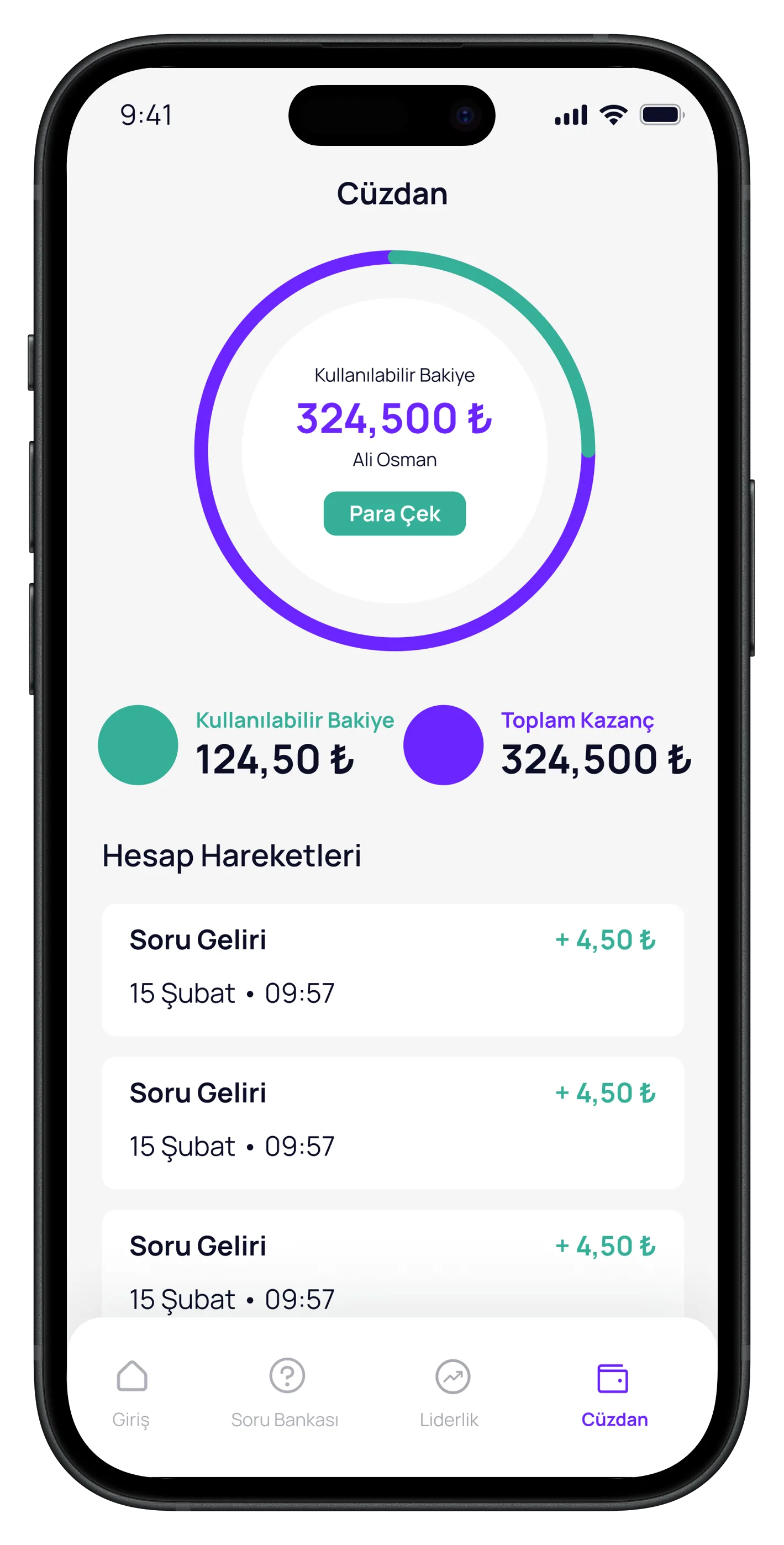 Question Based Education App — tasarım 2
