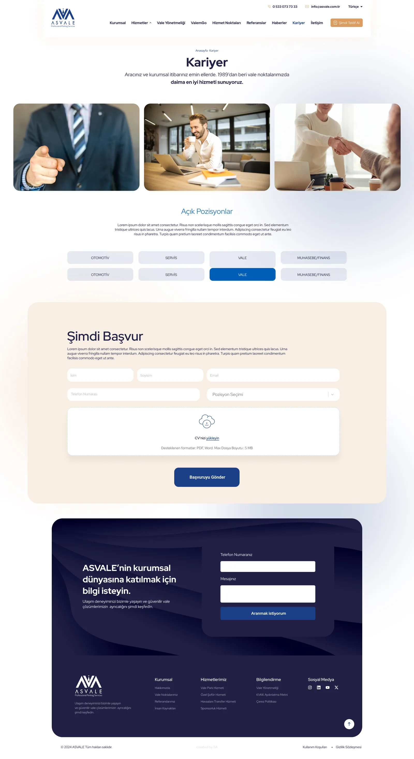 AS Vale Corporate Website — tasarım 2