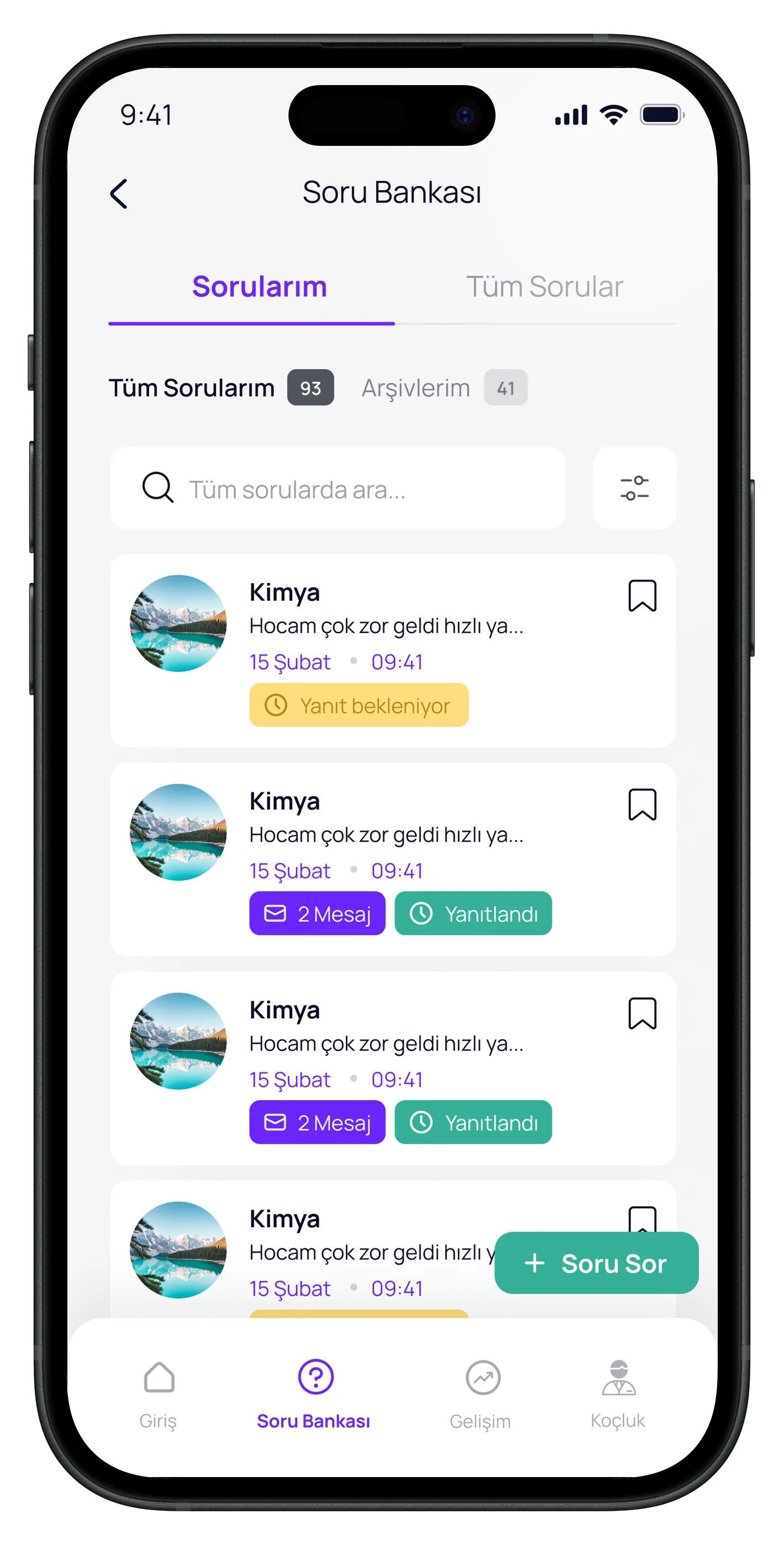 Question Based Education App — tasarım 16