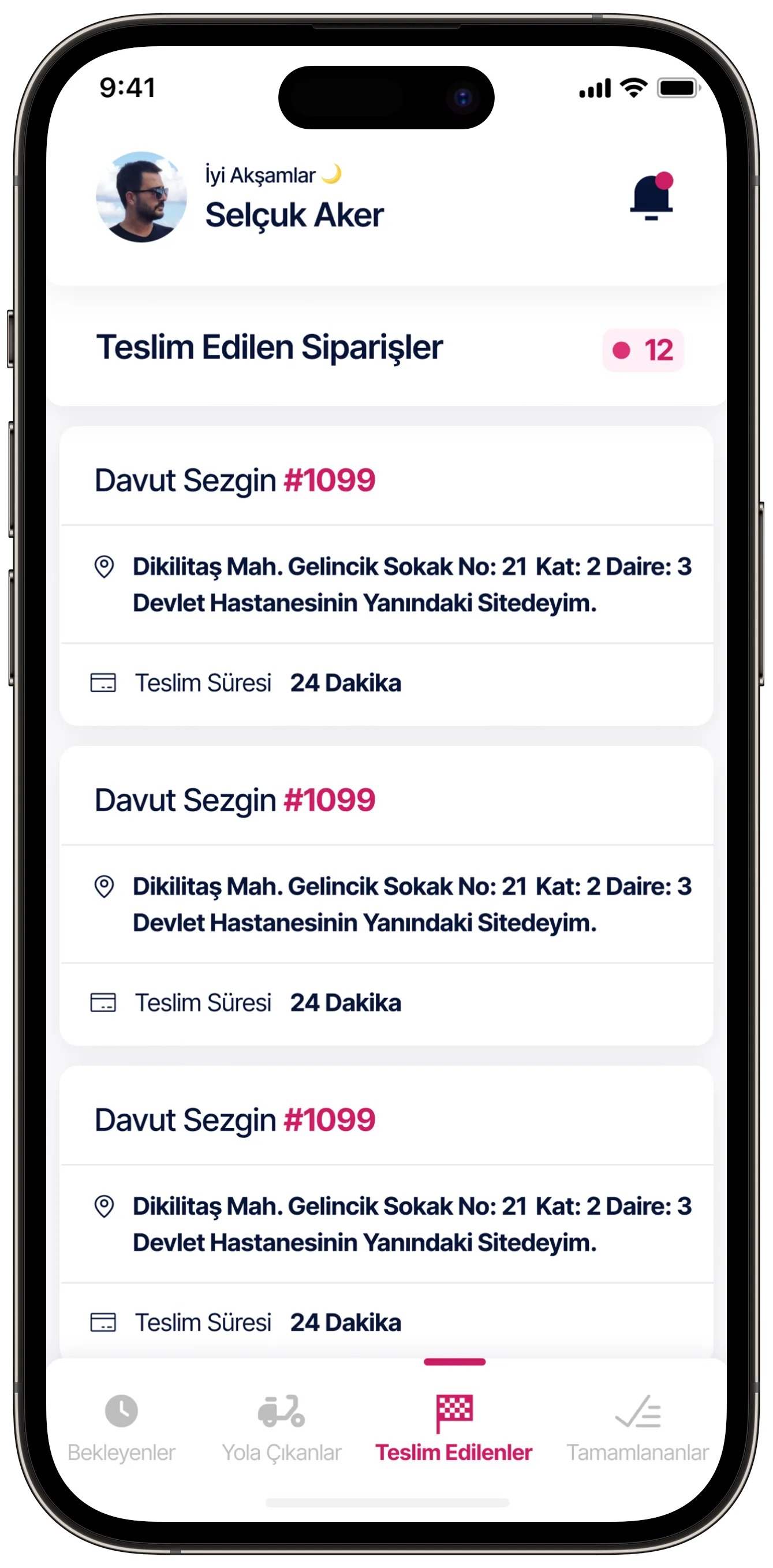 Courier App — tasarım 6