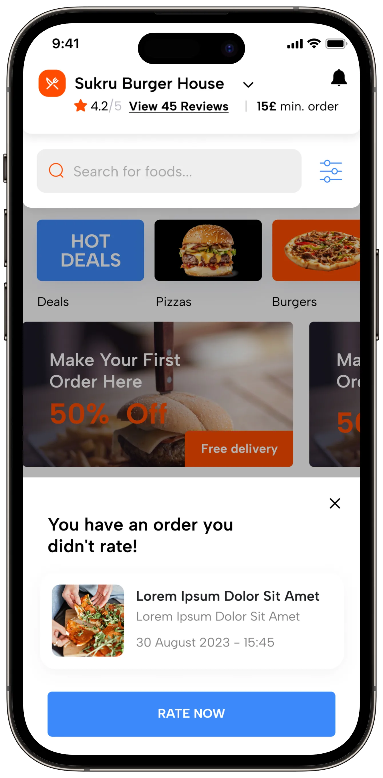 Food Delivery — tasarım 3