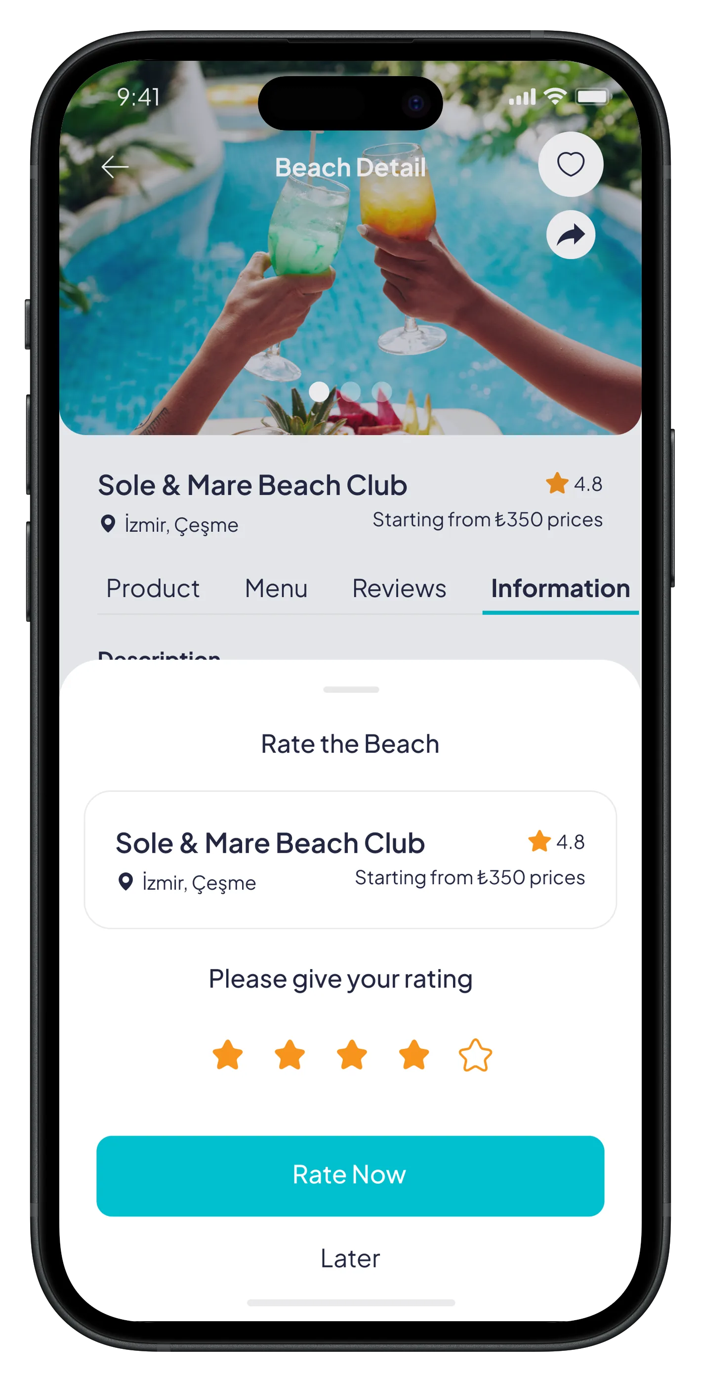 Go Beach Mobile App — tasarım 6