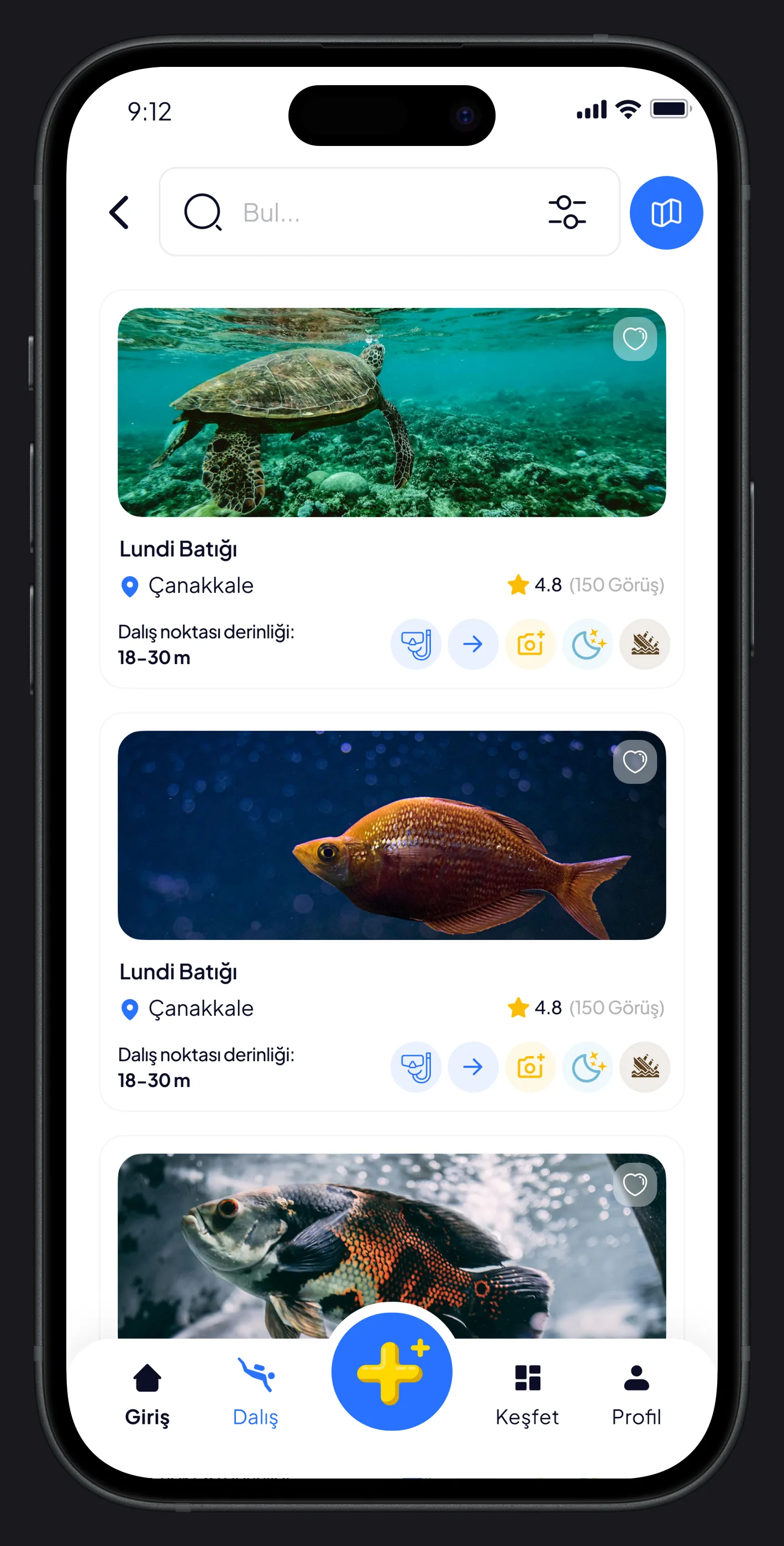 Scuba Diving Mobile App — tasarım 30