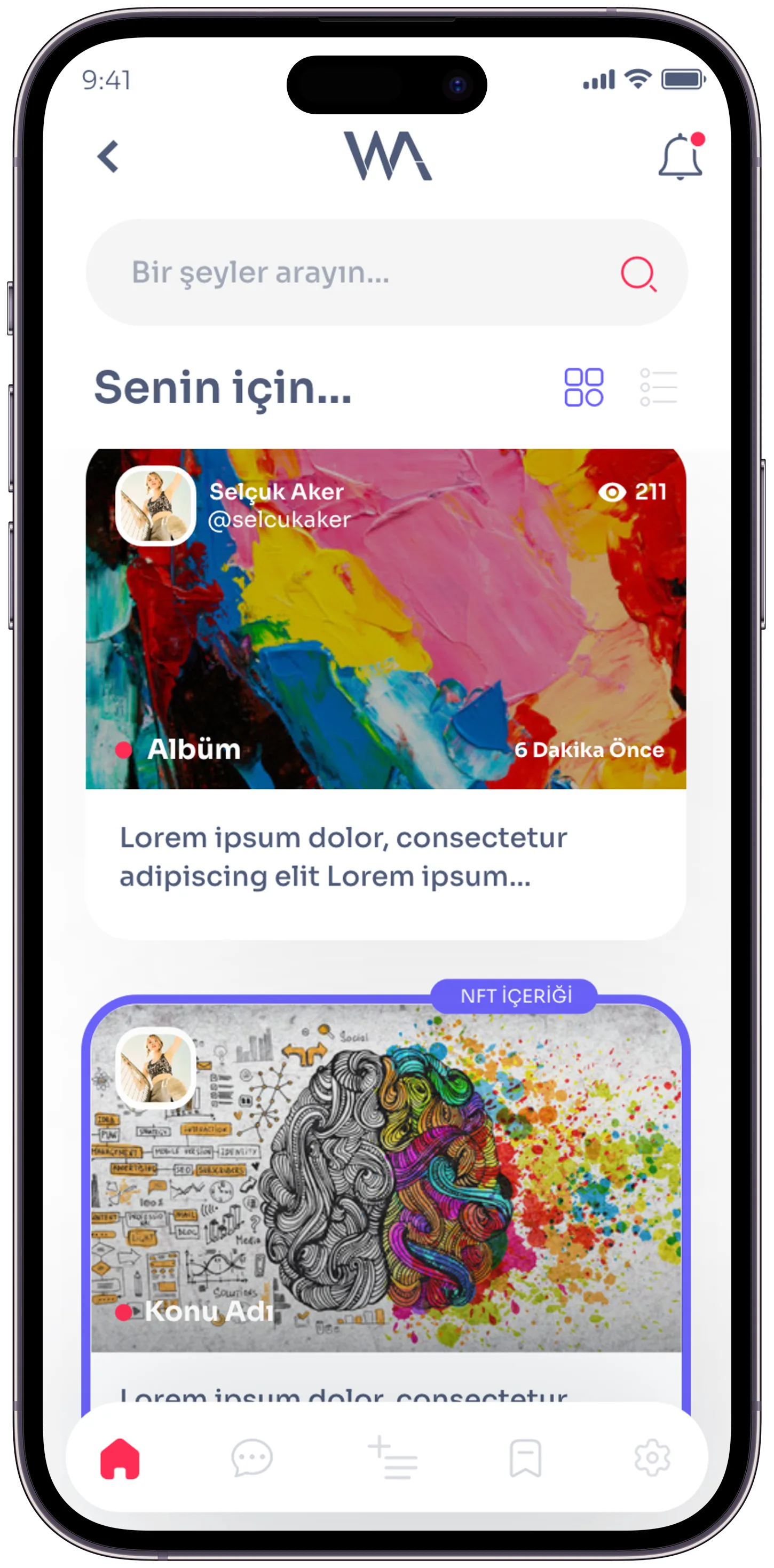 Wannart Social App — tasarım 16