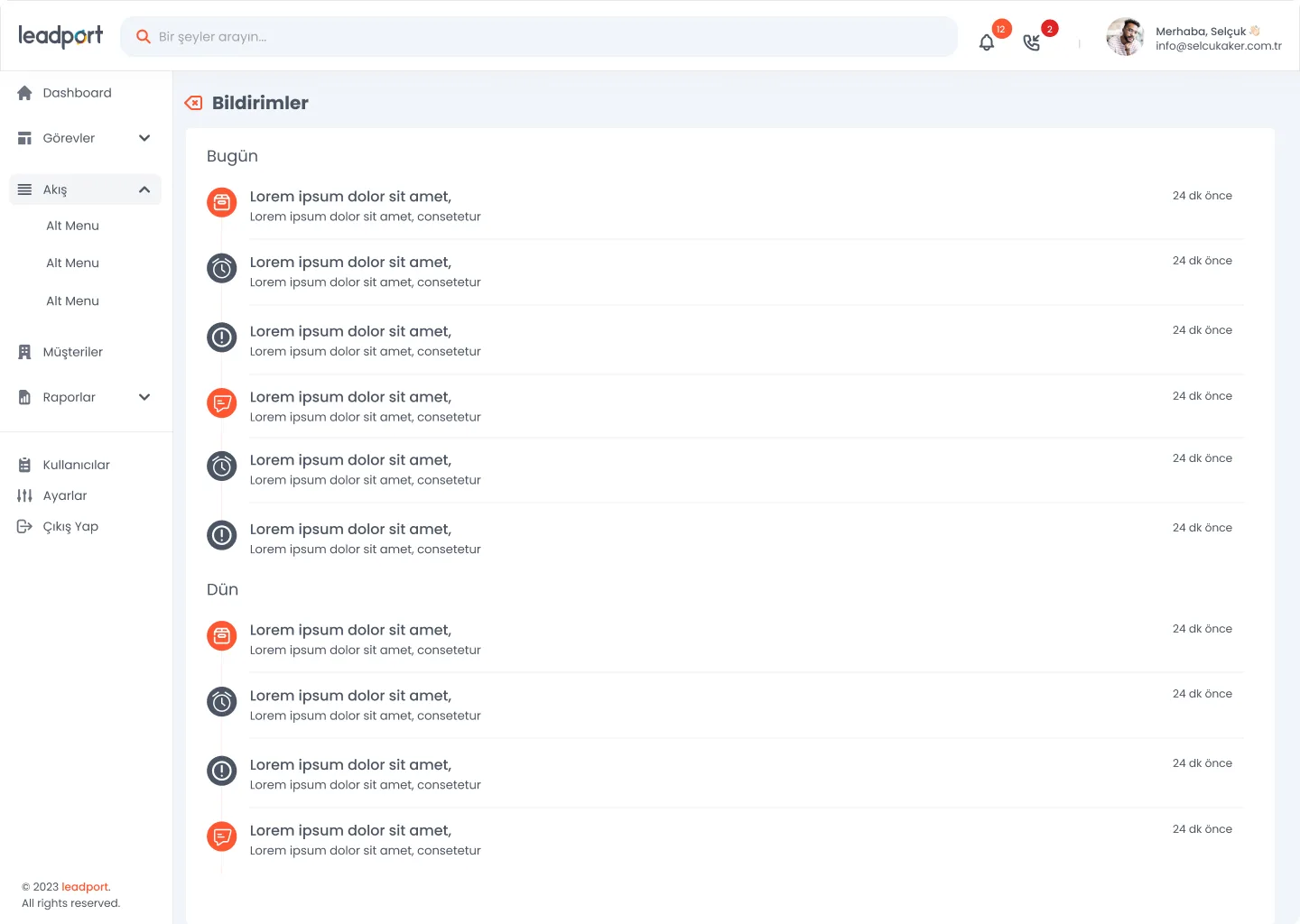 Leadport Customer App — tasarım 8