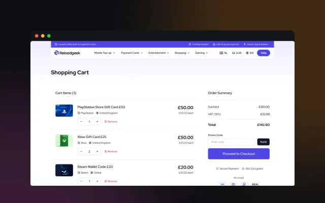 ReloadGeek Desktop Website — E-Ticaret, Kortex Digital Reklam Ajansı
