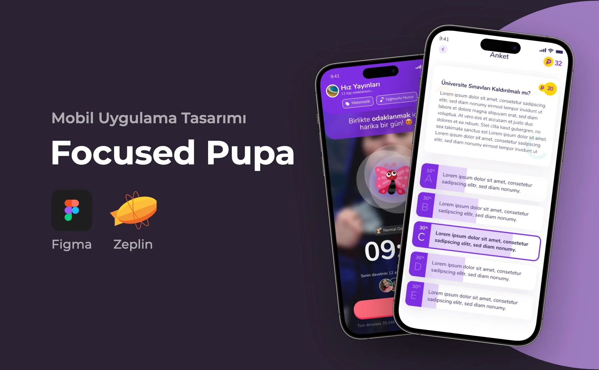 Focused Pupa — Mobil Uygulama Tasarımı