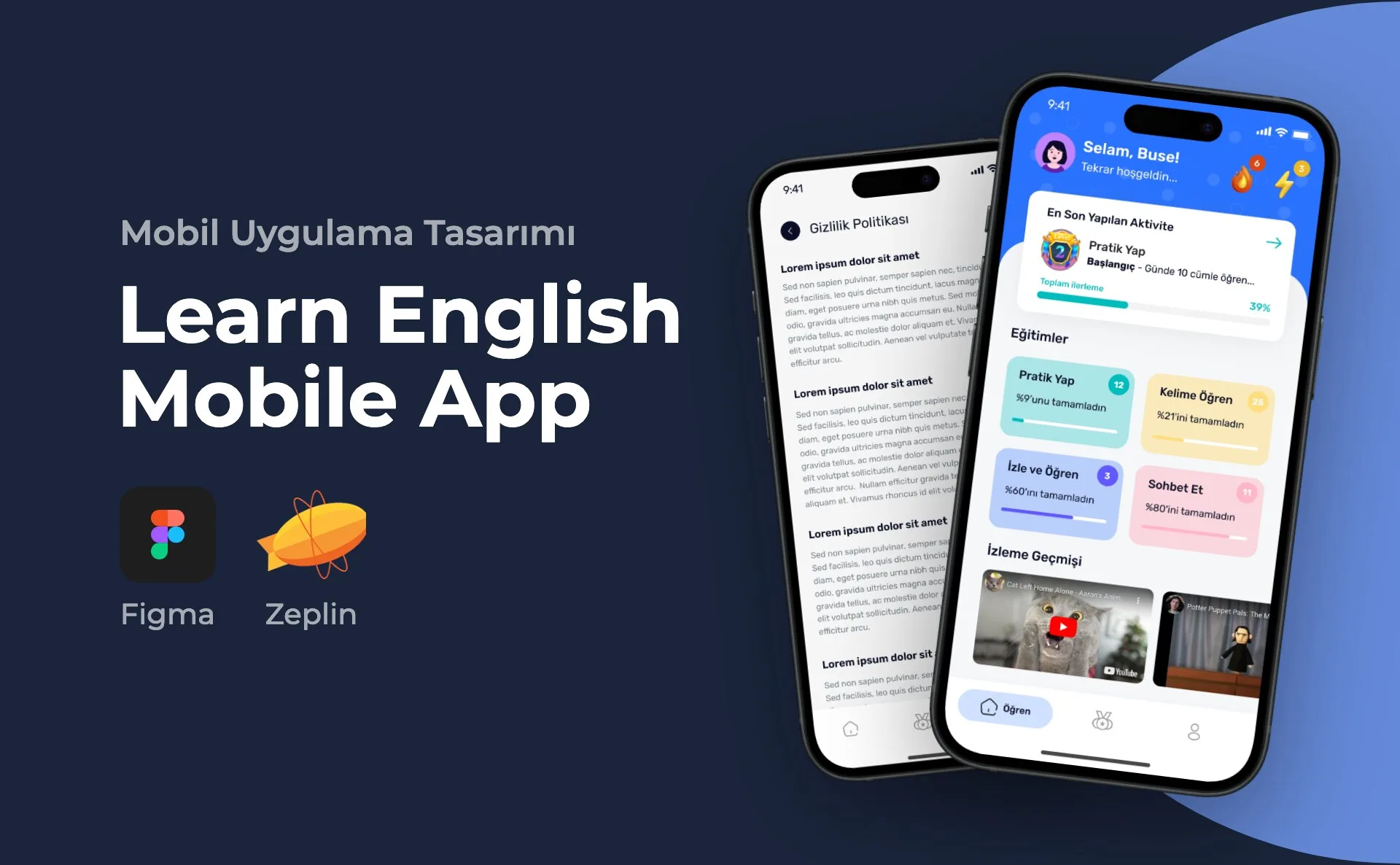 Learn English Mobile App — Mobil Uygulama Tasarımı