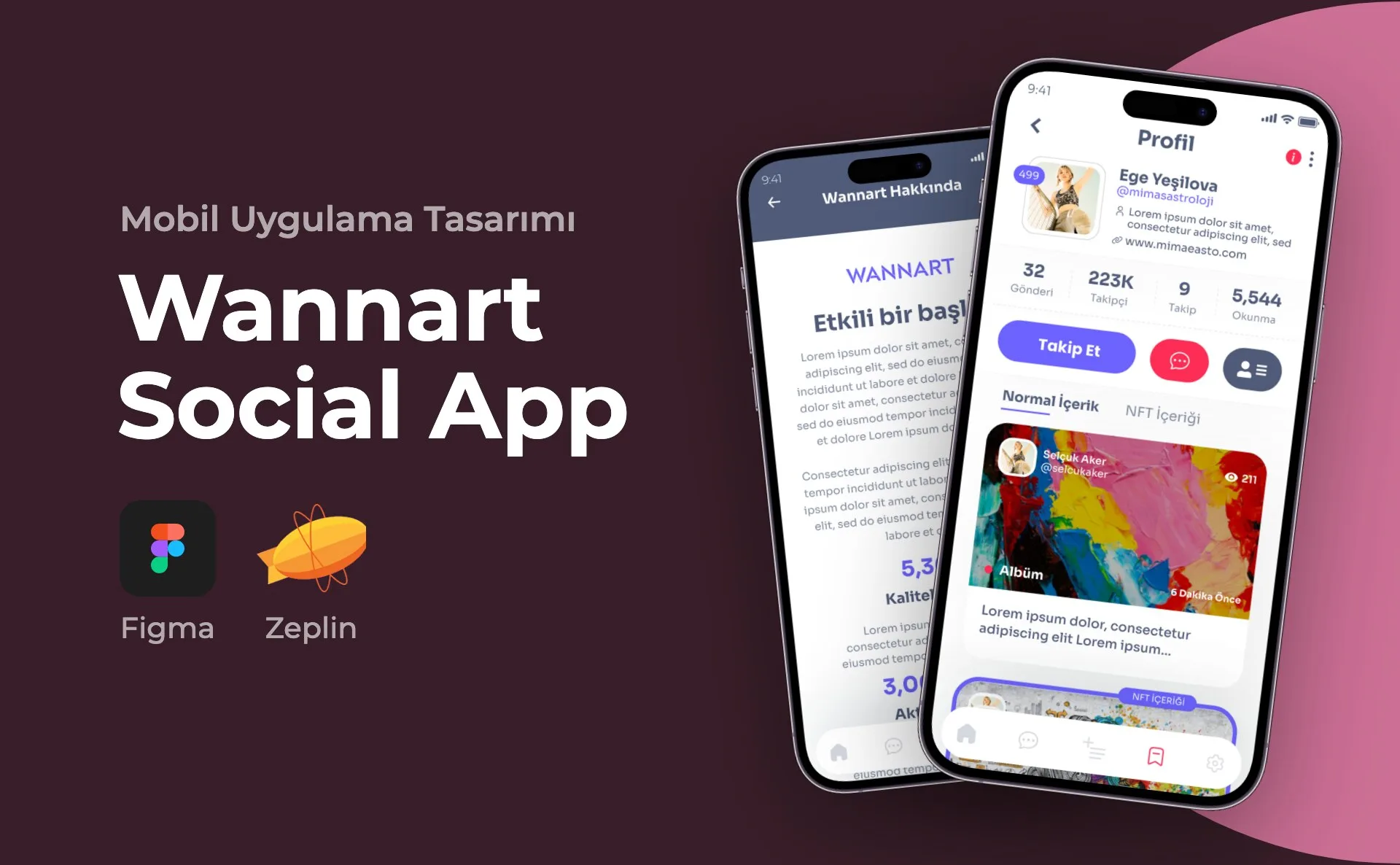 Wannart Social App — Mobil Uygulama Tasarımı